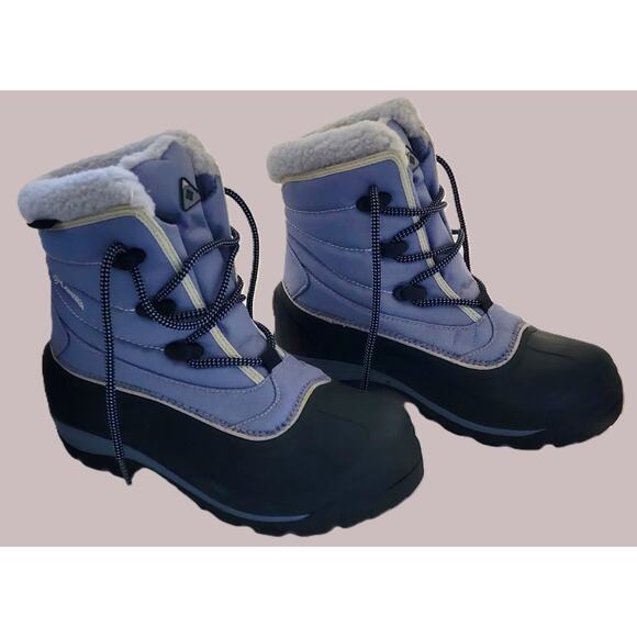 BOOTS-COLUMBIA-CASCADIAN TRINITY-Denim-Rubber Soles-Faux Fur-Laces-Woman-Size 7 - Picture 4 of 14